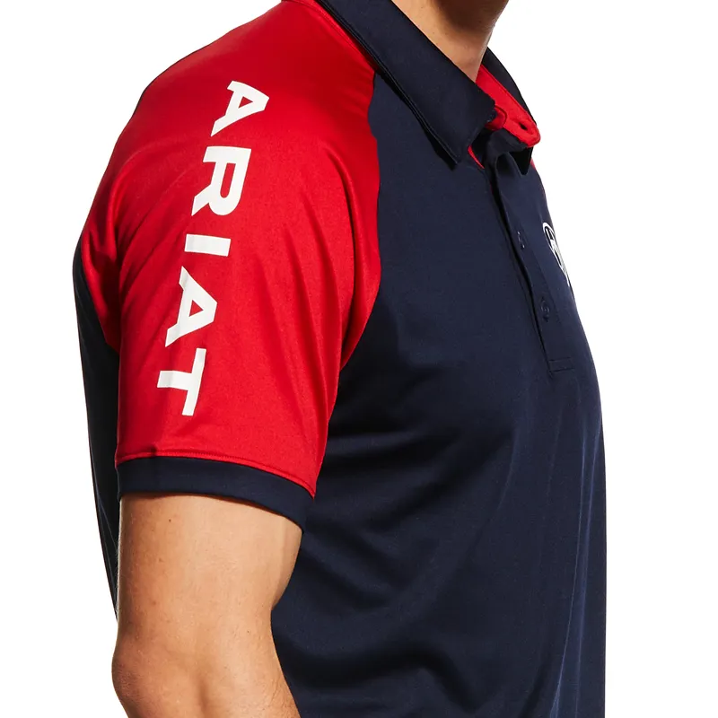 Ariat Team 3.0 Polo Shirt Mens in Navy and Red-4